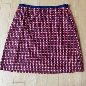 Boden Orange/Red and Blue Patterned Cotton Women’s 100% Cotton Lined Skirt Sz 10